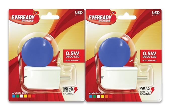 Eveready 0.5 Plug In Lamp Blue (Pack of 2)